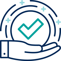 Hand with check mark in the middle